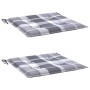 Cojines de silla de jardín 2 uds tela a cuadros gris 50x50x3 cm