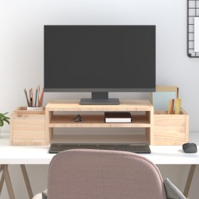 Solid pine wood monitor stand 70x27.5x15 cm by vidaXL, Computer bases and risers - Ref: Foro24-813964, Price: 31,17 €, Discou...