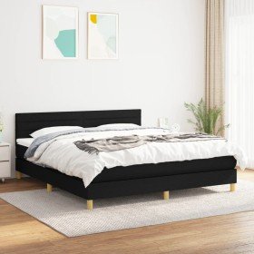Cama box spring con colchón tela negro 180x200 cm Cama box spring con colchón tela negro 180x200 cm