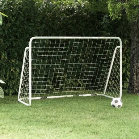 Portería de fútbol con red acero blanco 180x90x120 cm de vidaXL, Porterías de fútbol - Ref: Foro24-93370, Precio: 67,98 €, De...