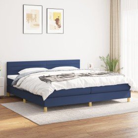 Cama box spring con colchón tela azul 200x200 cm en Camas y somieres | Comprar online en Foro24