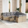 Conjunto de sofá de jardín con cojín 9 pcs Beige y Gris Claro