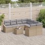 Conjunto de sofá de jardín con cojín 9 pcs Beige y Gris Claro