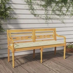 Batavia Bank cremefarbenes Kissen aus massivem Teakholz 150 cm von vidaXL, Gartenbänke - Ref: Foro24-3100843, Preis: 238,77 €...