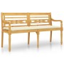 Banco Batavia cojín color crema madera maciza de teca 150 cm de vidaXL, Bancos de jardín - Ref: Foro24-3100843, Precio: 242,3...
