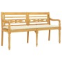Banco Batavia cojín color crema madera maciza de teca 150 cm de vidaXL, Bancos de jardín - Ref: Foro24-3100843, Precio: 242,3...