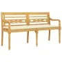 Batavia bench cream cushion solid teak wood 150 cm by vidaXL, garden benches - Ref: Foro24-3100843, Price: 242,39 €, Discount: %