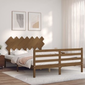 Estructura de cama matrimonio con cabecero madera 