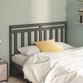 Solid gray pine wood bed headboard 126x4x100 cm by vidaXL, Headboards and footboards - Ref: Foro24-814086, Price: 42,25 €, Di...