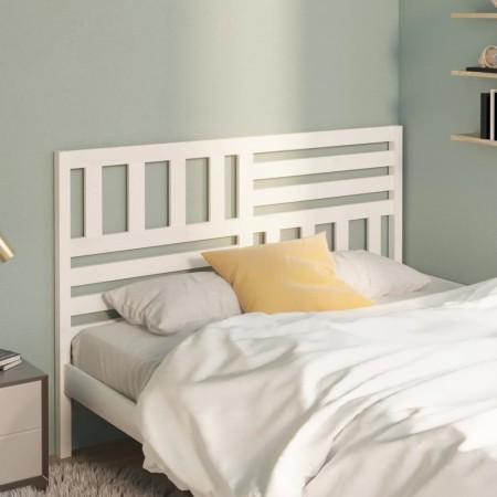 Solid white pine wood bed headboard 126x4x100 cm by vidaXL, Headboards and footboards - Ref: Foro24-814135, Price: 50,55 €, D...