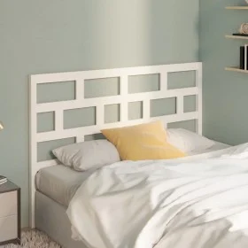 Solid white pine wood bed headboard 141x4x100 cm by vidaXL, Headboards and footboards - Ref: Foro24-814190, Price: 48,41 €, D...