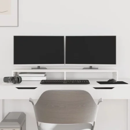 Solid white pine wood monitor stand 100x27x10 cm by vidaXL, Computer bases and risers - Ref: Foro24-813950, Price: 30,71 €, D...