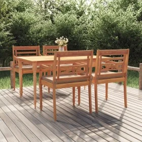 Garden dining set 5 pieces and solid teak wood cushions by vidaXL, Garden sets - Ref: Foro24-3100791, Price: 715,76 €, Discou...
