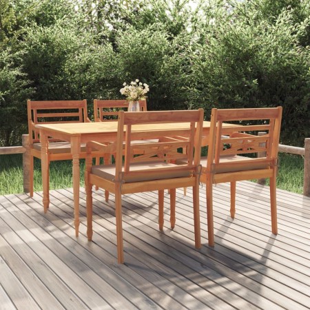 Garten-Essgruppe 5-teilig und Kissen aus massivem Teakholz von vidaXL, Gartensets - Ref: Foro24-3100791, Preis: 741,84 €, Rab...