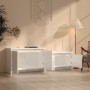 Hochglanzweißer TV-Schrank aus Sperrholz, 146,5 x 35 x 50 cm von vidaXL, TV-Möbel - Ref: Foro24-809815, Preis: 58,15 €, Rabat...