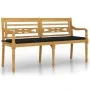 Batavia Bank mit schwarzem Kissen aus massivem Teakholz 150 cm von vidaXL, Gartenbänke - Ref: Foro24-3100833, Preis: 240,66 €...