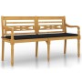 Batavia bench with black cushion solid teak wood 150 cm by vidaXL, garden benches - Ref: Foro24-3100833, Price: 244,75 €, Dis...