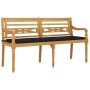 Batavia Bank mit schwarzem Kissen aus massivem Teakholz 150 cm von vidaXL, Gartenbänke - Ref: Foro24-3100833, Preis: 244,75 €...