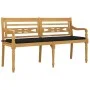 Batavia Bank mit schwarzem Kissen aus massivem Teakholz 150 cm von vidaXL, Gartenbänke - Ref: Foro24-3100833, Preis: 240,66 €...