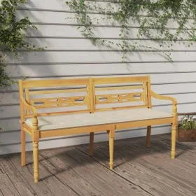 Batavia Bank cushion cream color solid teak wood 150 cm by vidaXL, garden benches - Ref: Foro24-3100828, Price: 240,03 €, Dis...