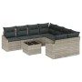 Conjunto de sofá de jardín 9 pcs Gris Claro 55 x 55 x 37 cm