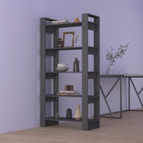 Massivholz Bücherregal/Raumteiler grau 80x35x160 cm von vidaXL, Bücherregale und Regale - Ref: Foro24-813911, Preis: 84,00 €,...