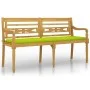 Banco Batavia con cojín verde brillo madera maciza teca 150 cm de vidaXL, Bancos de jardín - Ref: Foro24-3100837, Precio: 240...