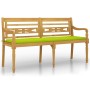 Batavia bank with green cushion, solid teak wood, 150 cm by vidaXL, garden benches - Ref: Foro24-3100837, Price: 244,01 €, Di...