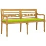 Banco Batavia con cojín verde brillo madera maciza teca 150 cm de vidaXL, Bancos de jardín - Ref: Foro24-3100837, Precio: 240...