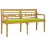 Batavia bank with green cushion, solid teak wood, 150 cm by vidaXL, garden benches - Ref: Foro24-3100837, Price: 244,01 €, Di...