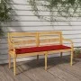 Batavia Bank mit rotem Kissen aus massivem Teakholz 150 cm von vidaXL, Gartenbänke - Ref: Foro24-3100847, Preis: 249,90 €, Ra...