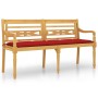 Batavia Bank mit rotem Kissen aus massivem Teakholz 150 cm von vidaXL, Gartenbänke - Ref: Foro24-3100847, Preis: 254,14 €, Ra...
