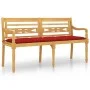 Batavia bench with red cushion solid teak wood 150 cm by vidaXL, garden benches - Ref: Foro24-3100847, Price: 250,25 €, Disco...