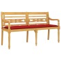 Batavia Bank mit rotem Kissen aus massivem Teakholz 150 cm von vidaXL, Gartenbänke - Ref: Foro24-3100847, Preis: 254,14 €, Ra...