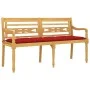 Batavia bench with red cushion solid teak wood 150 cm by vidaXL, garden benches - Ref: Foro24-3100847, Price: 250,25 €, Disco...