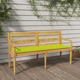 Batavia bench with glossy green cushion solid teak wood 150 cm by vidaXL, garden benches - Ref: Foro24-3100852, Price: 242,13...
