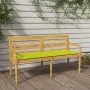 Batavia bench with glossy green cushion solid teak wood 150 cm by vidaXL, garden benches - Ref: Foro24-3100852, Price: 242,13...