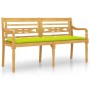 Batavia bench with glossy green cushion solid teak wood 150 cm by vidaXL, garden benches - Ref: Foro24-3100852, Price: 245,52...
