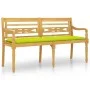 Batavia bench with glossy green cushion solid teak wood 150 cm by vidaXL, garden benches - Ref: Foro24-3100852, Price: 242,13...