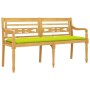 Batavia bench with glossy green cushion solid teak wood 150 cm by vidaXL, garden benches - Ref: Foro24-3100852, Price: 245,52...