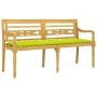 Batavia bench with glossy green cushion solid teak wood 150 cm by vidaXL, garden benches - Ref: Foro24-3100852, Price: 242,13...