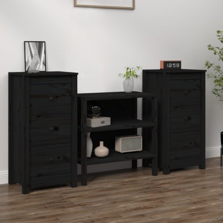 Sideboards 2 pcs solid black pine wood 40x35x80 cm by vidaXL, Sideboards - Ref: Foro24-813748, Price: 121,23 €, Discount: %