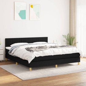 Cama box spring con colchón tela negro 180x200 cm Cama box spring con colchón tela negro 180x200 cm