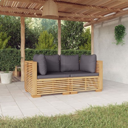 Garten-Ecksofa mit Kissen, 2 Stück, massives Teakholz von vidaXL, Gartensets - Ref: Foro24-3100864, Preis: 460,97 €, Rabatt: %