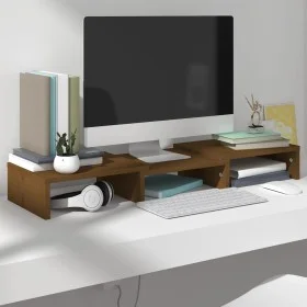 Monitor stand solid pine wood honey brown 60x24x10.5 cm by vidaXL, TV Furniture - Ref: Foro24-813937, Price: 22,22 €, Discoun...
