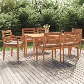 7-piece garden dining set with solid teak wood and cushions by vidaXL, Garden sets - Ref: Foro24-3100792, Price: 954,36 €, Di...