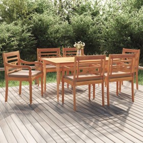 Garten Essgarnitur 7 Stück mit Kissen massivem Teakholz von vidaXL, Gartensets - Ref: Foro24-3100792, Preis: 989,09 €, Rabatt: %
