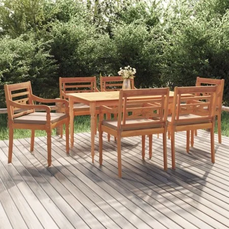 7-piece garden dining set with solid teak wood and cushions by vidaXL, Garden sets - Ref: Foro24-3100792, Price: 954,36 €, Di...