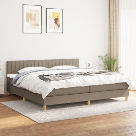 Cama box spring con colchón tela gris taupe 200x200 cm Cama box spring con colchón tela gris taupe 200x200 cm