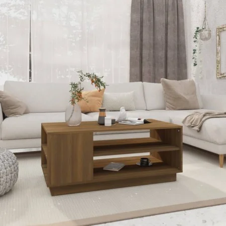 Oak brown engineered wood coffee table 102x55x43 cm by vidaXL, Coffee table - Ref: Foro24-813085, Price: 54,39 €, Discount: %